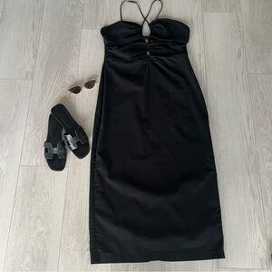 Zara black midi cut out dress